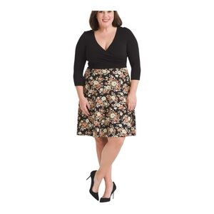 ⭐️ModCloth Rose Floral 3/4 Sleeve Office Career Casual Fall Twofer Sweater Dress